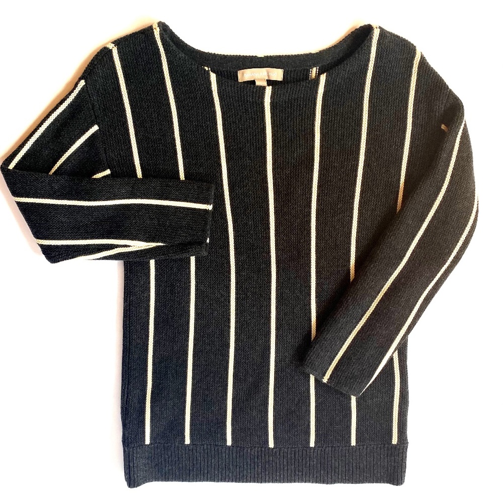 Banana Republic Grey Vertical Stripe Sweater
